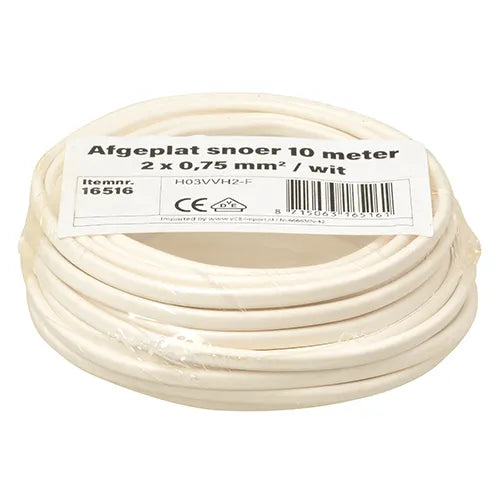 Kleine rollen afgeplat snoer 2x0,75 mm² wit 10 meter