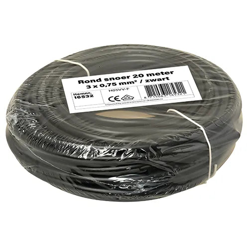 Kleine rollen rond snoer 3x0,75 mm² zwart 20 meter