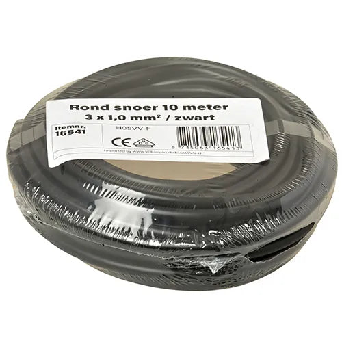 Kleine rollen rond snoer 3x1 mm² zwart 10 meter
