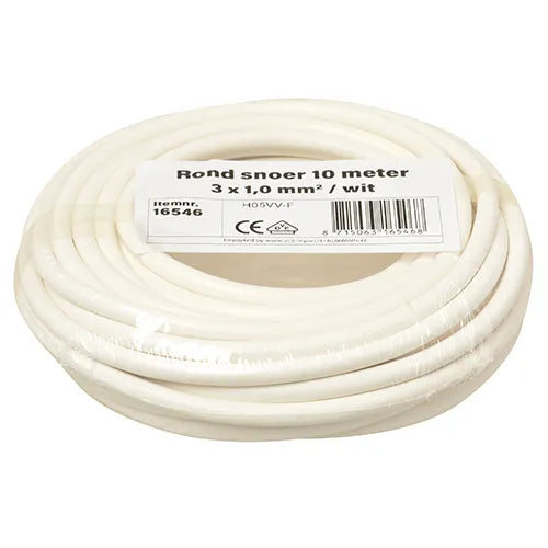 Kleine rollen rond snoer 3x1 mm² wit 10 meter