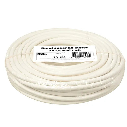 Kleine rollen rond snoer 3x1,5 mm² wit 20 meter