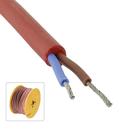 Siliconenkabel SIHF 2-aderig 180 °C - 2x1,0 mm² / 500 meter haspel (SKU 17171)