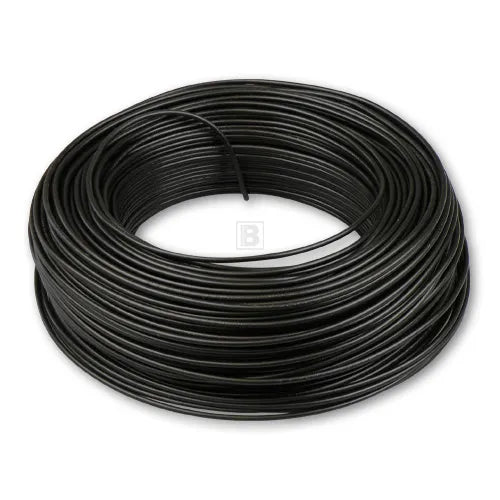 Black Donné VD draad 1,5 mm² electrical wire coiled, 100-meter length, suitable for electrical installations.