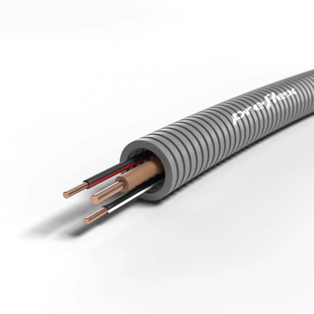 Flexpijp 5/8 + VD 1x 2.5mm² br. + 2x 1.5mm² zw. 16mm - 100 meter