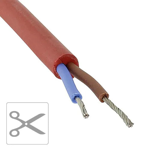 Siliconenkabel SIHF 2-aderig 180 °C - 2x1,0 mm² / Kniplengte per meter (SKU 19201)