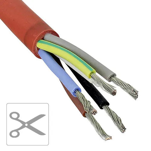 Siliconenkabel SIHF 5-aderig 180 °C - 5x1,5 mm² / Kniplengte per meter (SKU 19207)