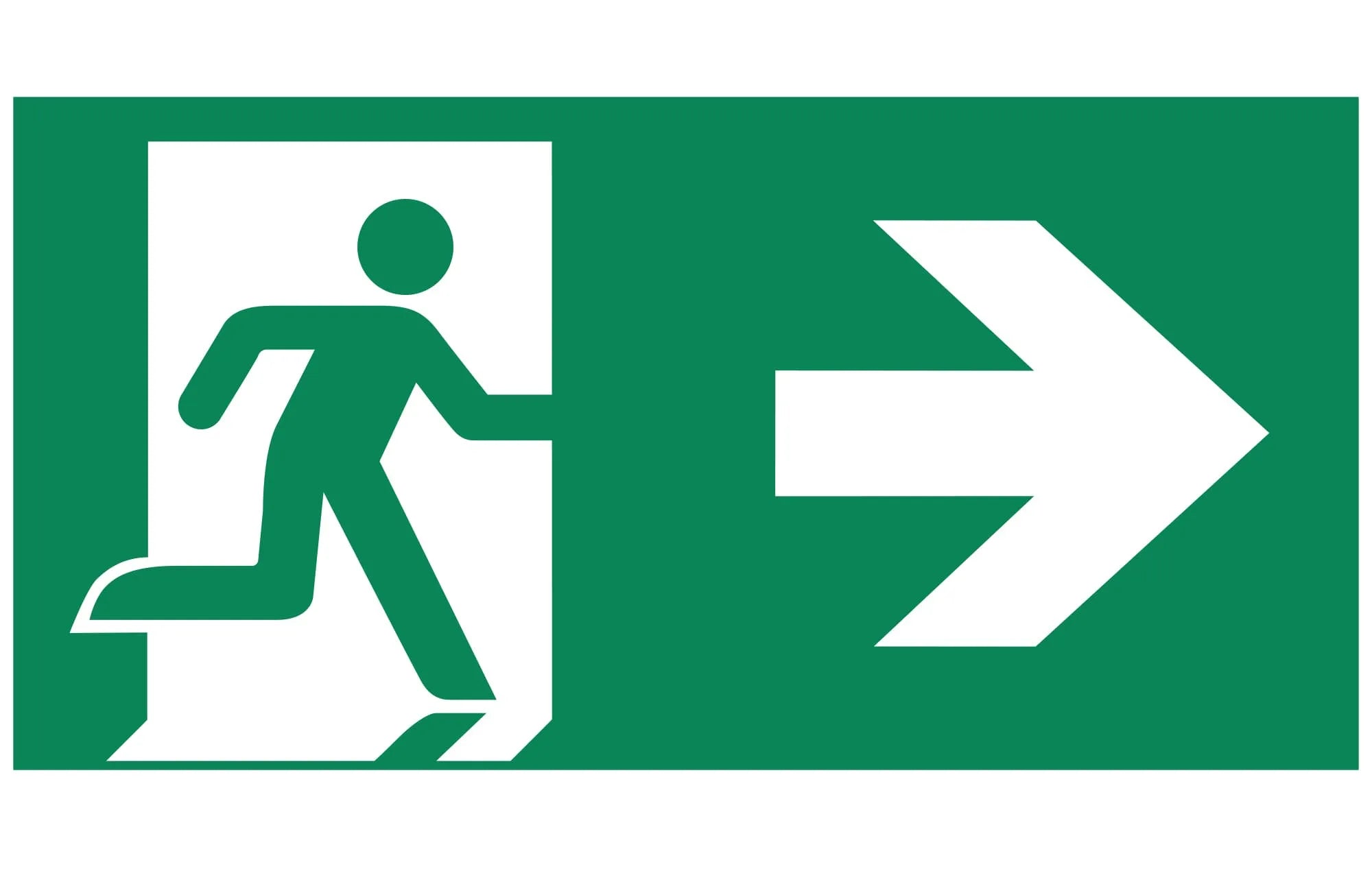 MacBright pictogram vluchtwegaanduiding sticker for emergency lighting, showing clear directional arrow and safety symbol.
