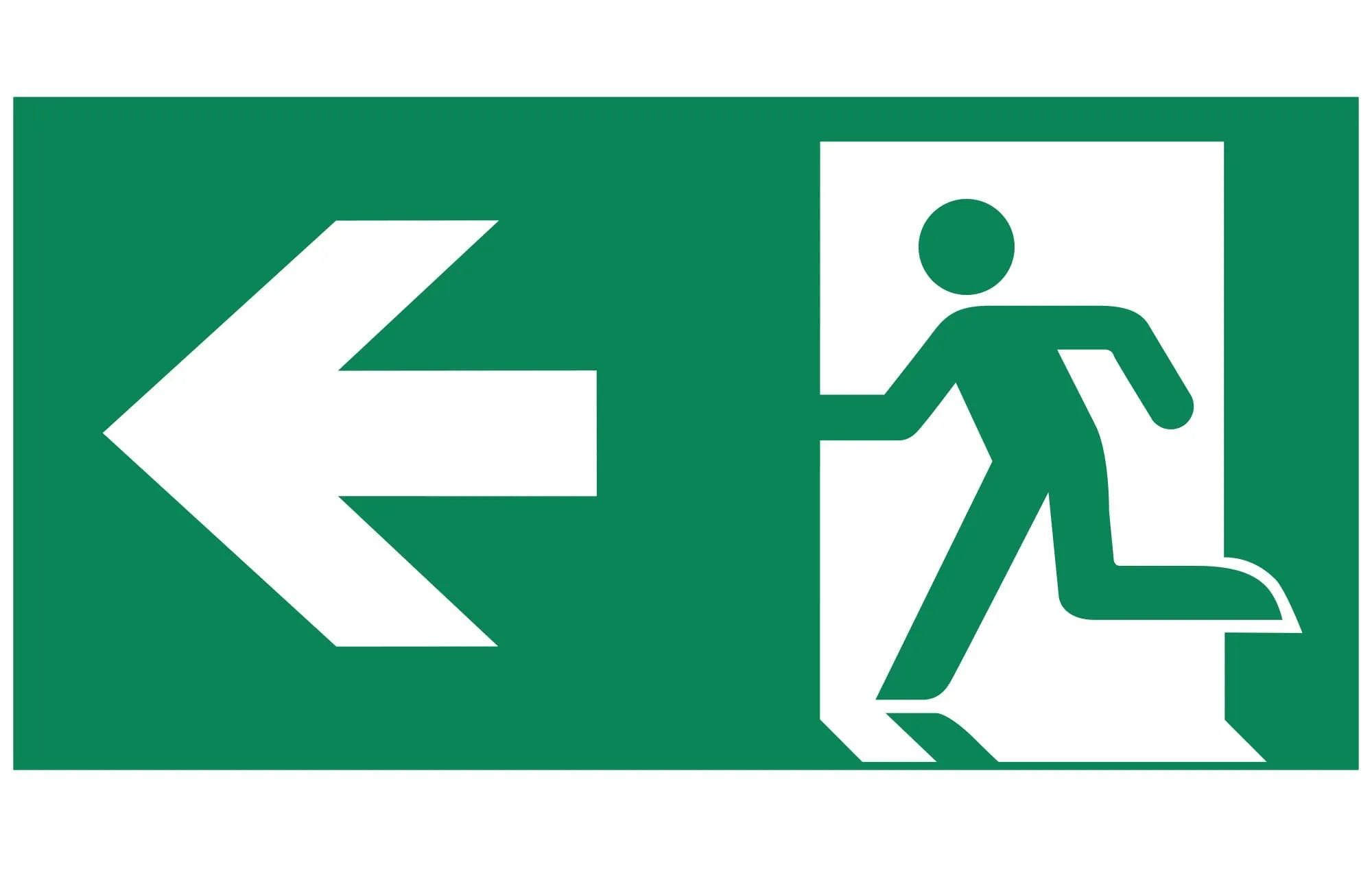 MacBright pictogram vluchtwegaanduiding sticker for emergency lighting, showing clear directional escape route symbol.