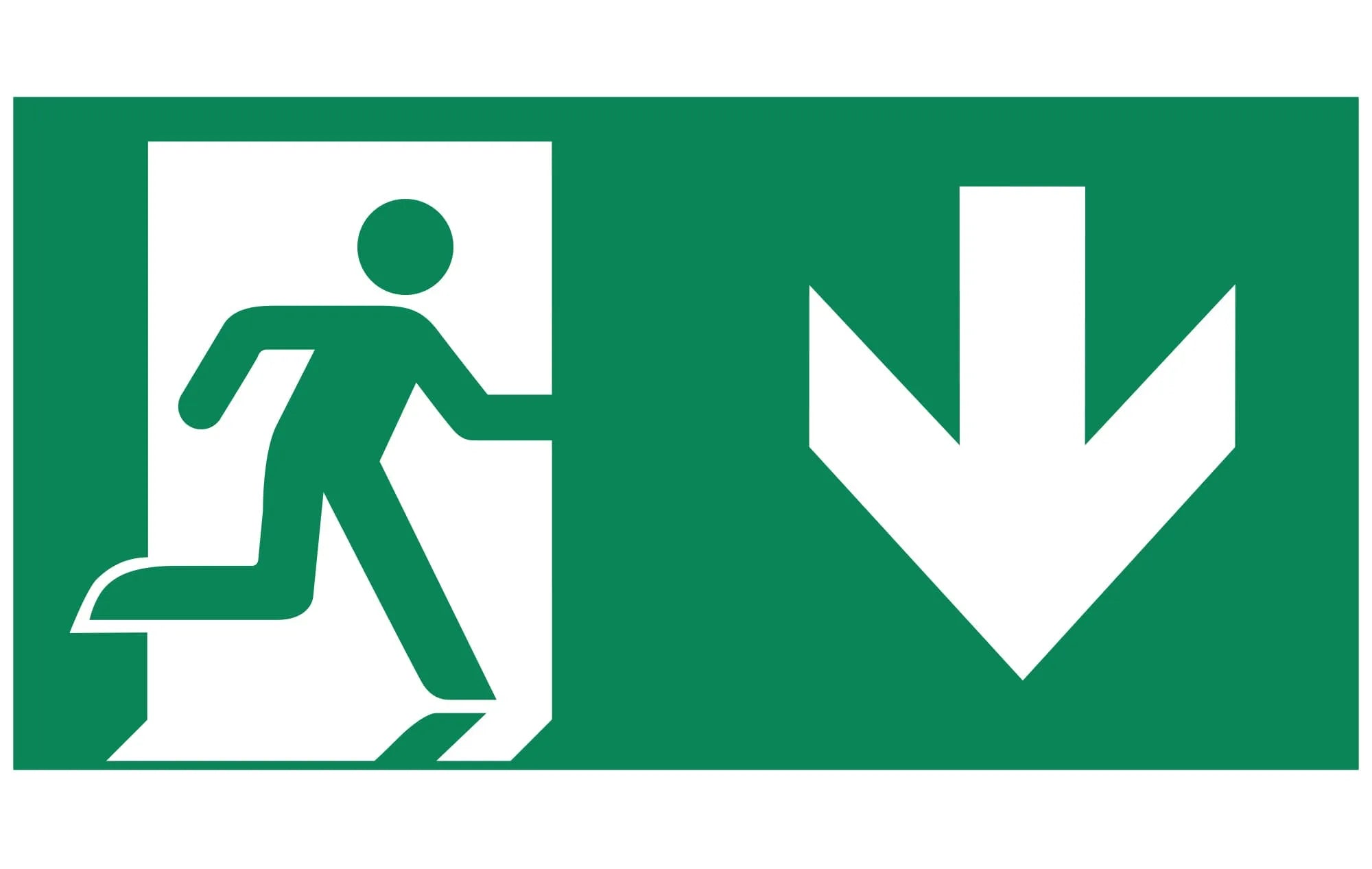 MacBright pictogram vluchtwegaanduiding sticker for emergency lighting, showing clear directional exit symbols on a white background.