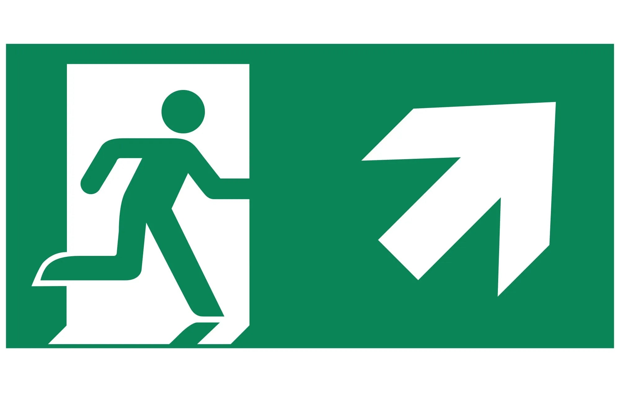 MacBright pictogram vluchtwegaanduiding sticker for emergency lighting, featuring clear directional arrow and signage for safety.