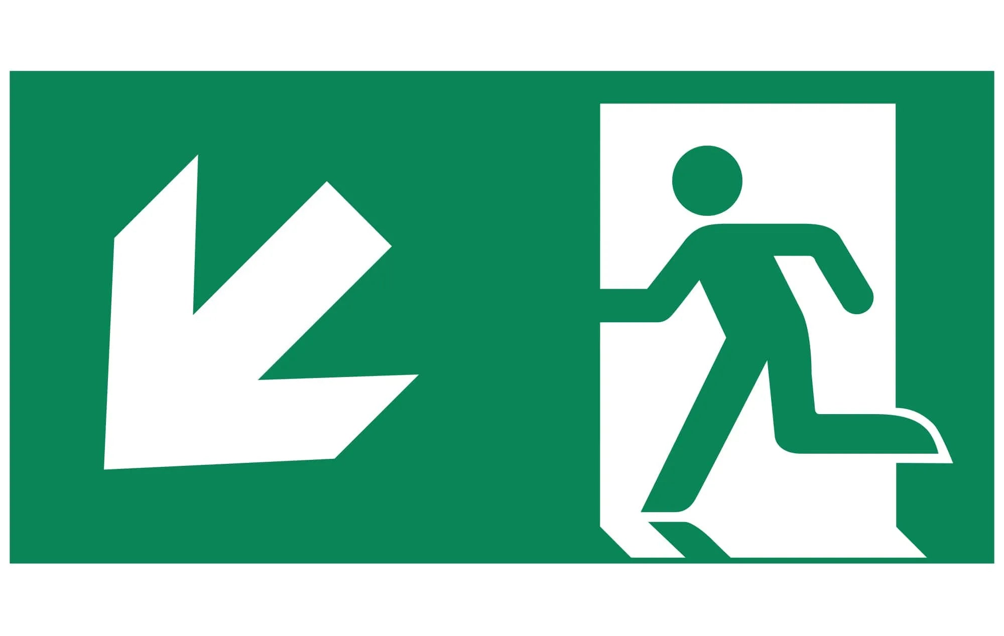 MacBright pictogram vluchtwegaanduiding sticker for emergency lighting, featuring clear directional symbols for safety.