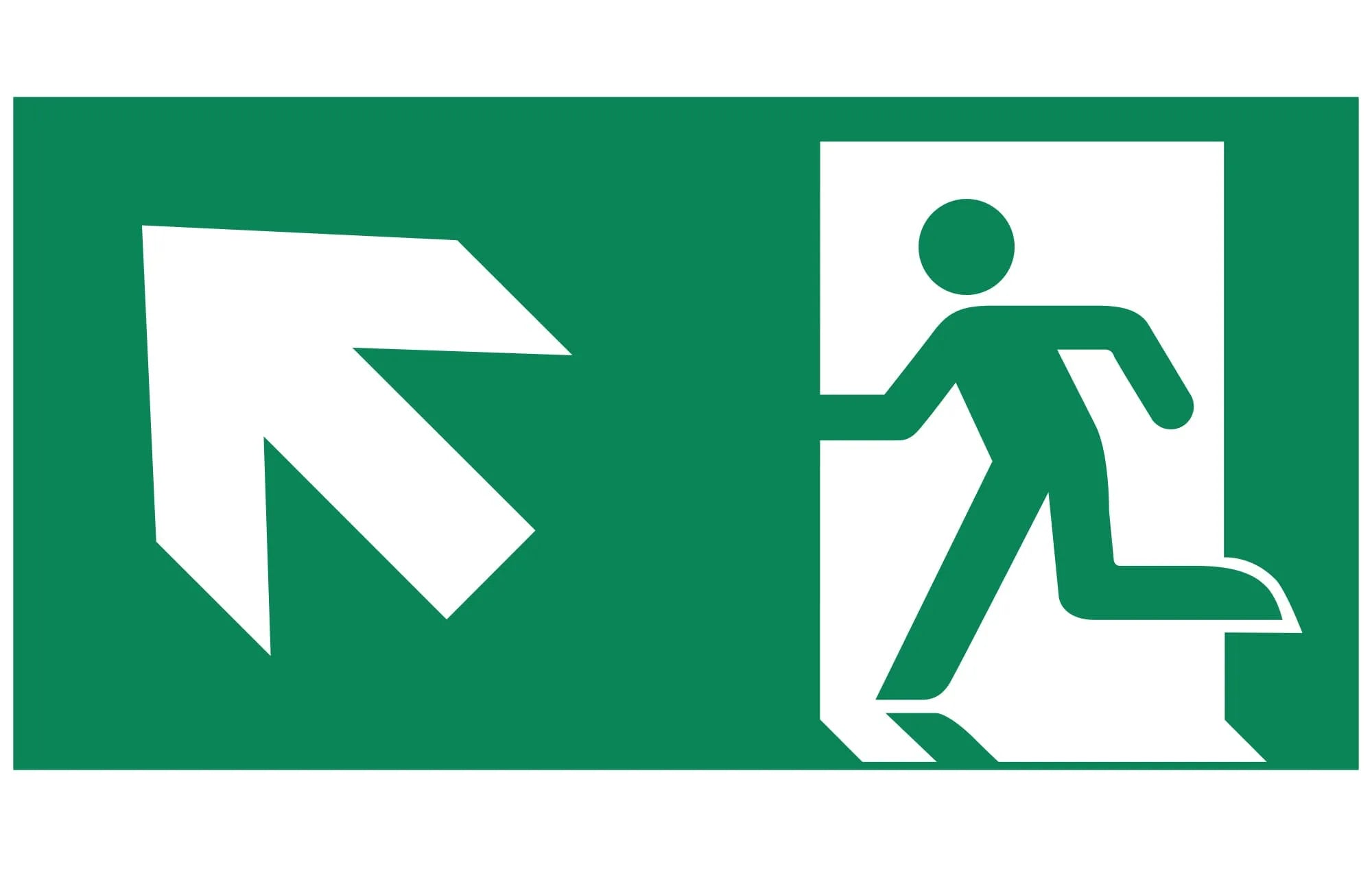 MacBright pictogram vluchtwegaanduiding sticker for emergency lighting, showing clear directional arrow and illuminated design.