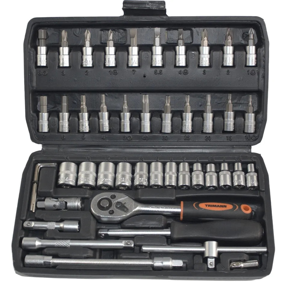 Dopsleutelset 46-delig in koffer 1/4 inch