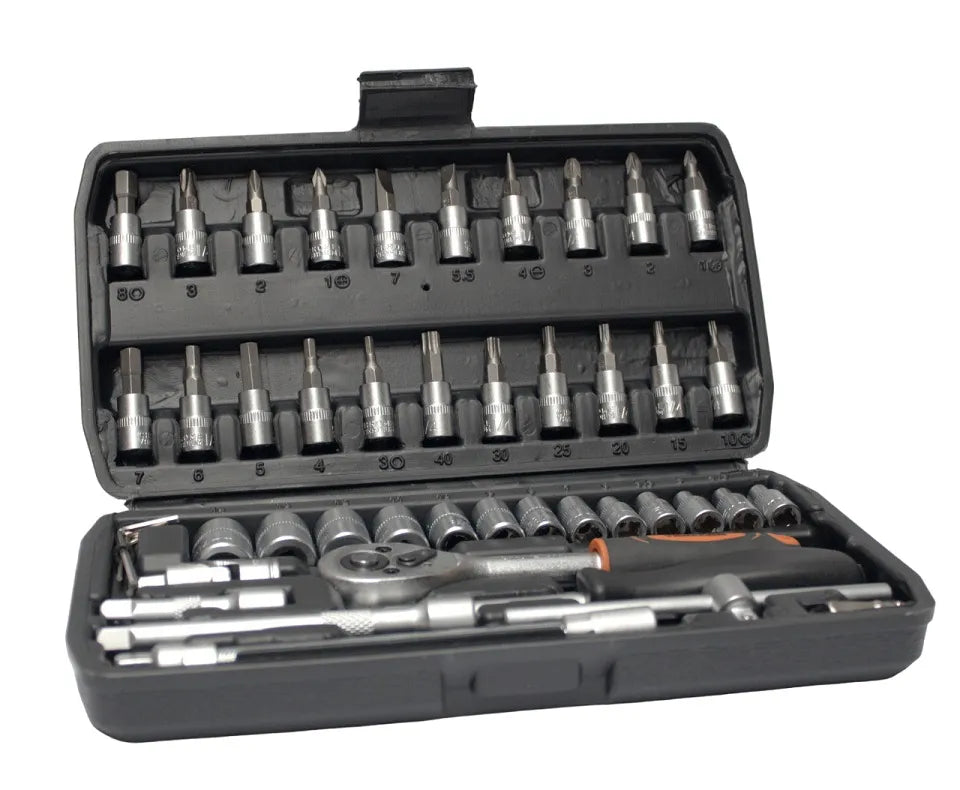 Dopsleutelset 46-delig in koffer 1/4 inch