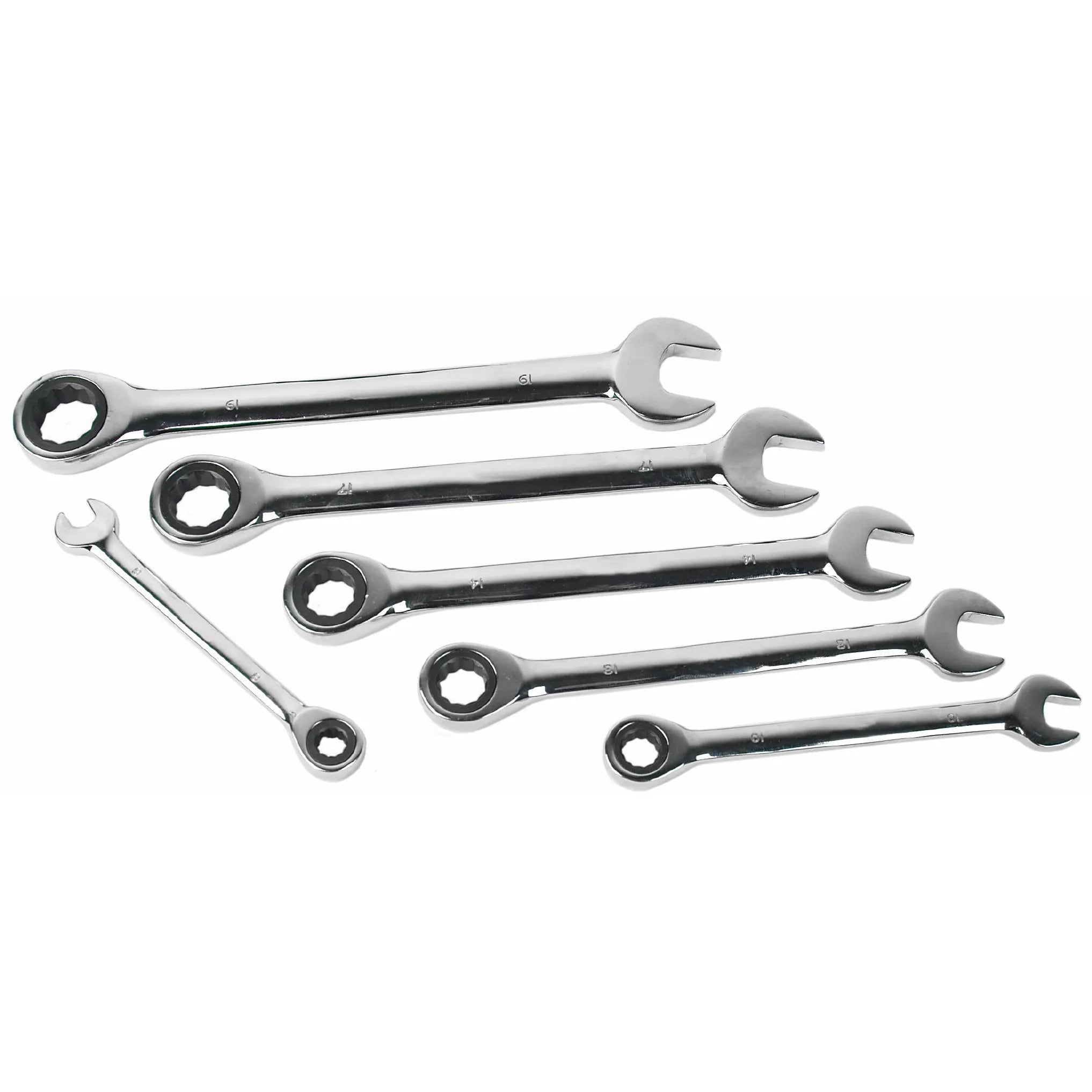 Ringratelsleutelset 6-delig 8-19 mm met 45-tands ringratel