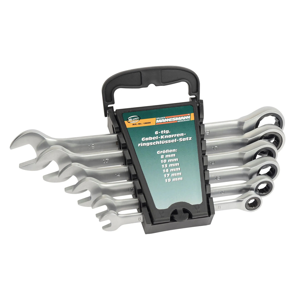 Ringratelsleutelset 6-delig 8-19 mm met 45-tands ringratel