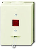 Busch Jaeger 2-polig 16A on-wall pull switch in creme with built-in illumination, suitable for controlling electrical circuits.