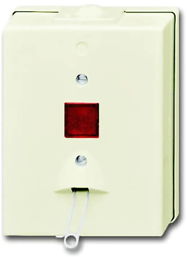 Busch Jaeger 2-polig 16A on-wall pull switch in creme with built-in illumination, suitable for controlling electrical circuits.