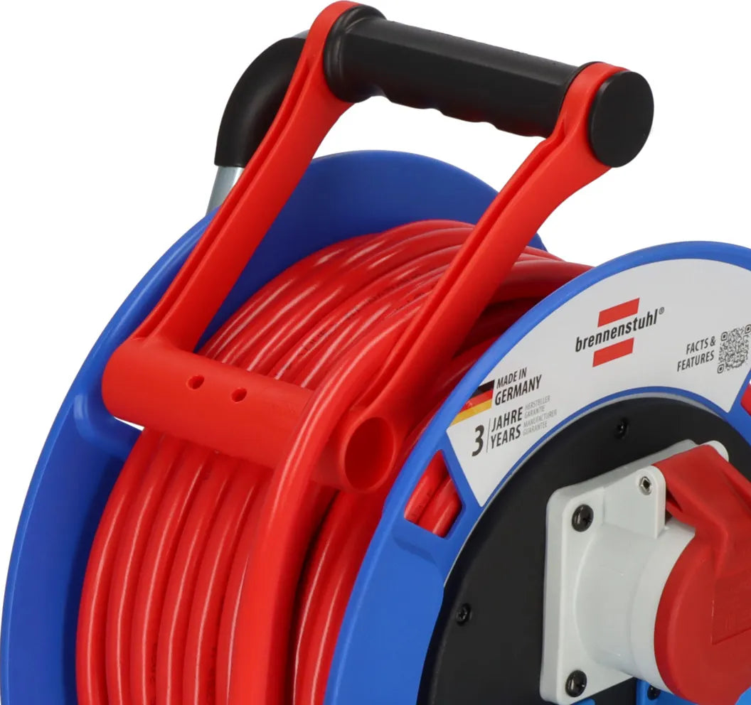 Brennenstuhl krachtstroomkabelhaspel with 25-meter 3-phase 5x1.5 mm² CEE 16A power extension cord on a reel