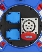 Brennenstuhl krachtstroomkabelhaspel 25 meter with 3-phase CEE 16A socket and 5x1.5mm² power cable in black.