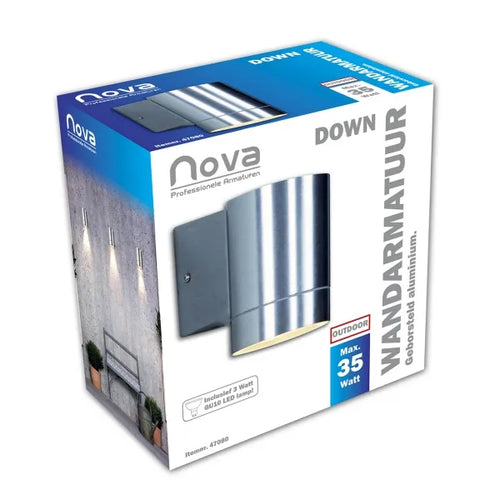 Aluminium GU10 buitenlamp geborsteld 75mm Down