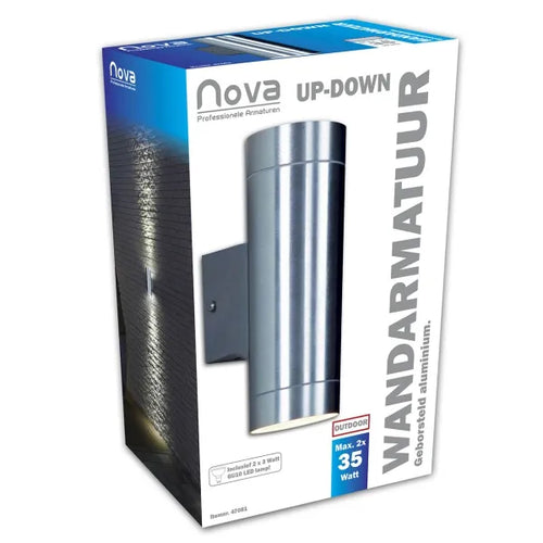 Aluminium GU10 buitenlamp geborsteld 75mm Up-down
