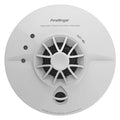 FireAngel Hittemelder 230V lithium smoke detector with 10-year battery life, mounted on a ceiling, for home safety.