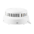 Firehawk 230V smoke detector with lithium backup, linked model Firehawk FHN250RB, showing sensor and wiring in the image.