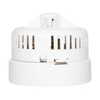 Firehawk Hittemelder 10 jaar lithium batterij, compact fire alarm sensor with long-lasting power, shown in black and white.