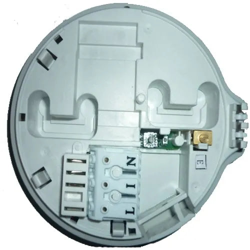 Firehawk RF sokkel 230V for wireless coupling, shown with electrical connectors and mounting base for Firehawk FHN550RF.