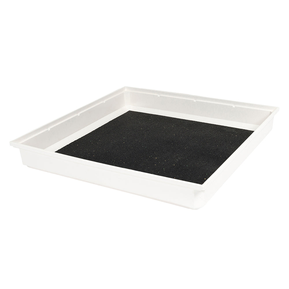 Nedco universeel wasmachine lekbak with drainage tray, designed to protect floors from leaks and water damage in laundry rooms.