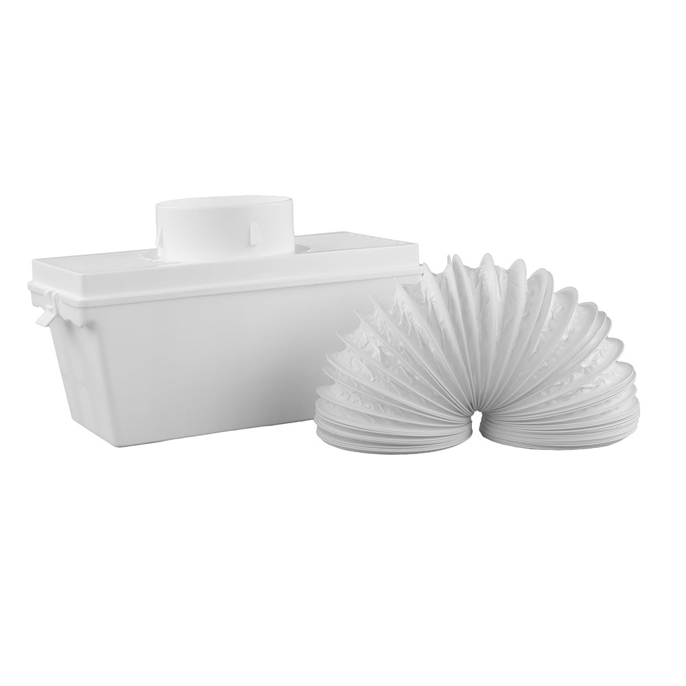 Nedco condens opvangbak voor drogers, plastic container for collecting moisture, shown in a close-up image.