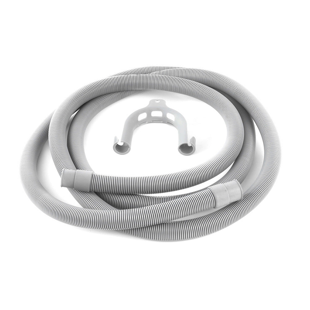 Nedco wasmachine afvoerslang with bend, 1.5 meters long, flexible plastic drain pipe for washing machine drainage.