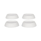 Set of four white Nedco washing machine vibration dampers, universal design, for reducing noise and movement during laundry.