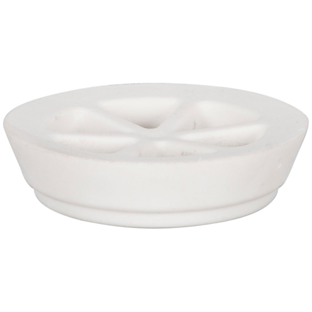 Set of four white Nedco washing machine vibration dampers, universal design for reducing noise and movement.