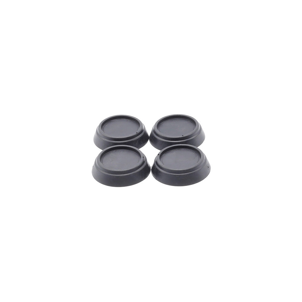 Set of four black Nedco washing machine vibration dampers, universal size, designed to reduce noise and movement.