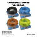 Donné VD draad set with 100 meters in black, blue, brown, and yellow/green colors, shown in a multi-colored spool set image.