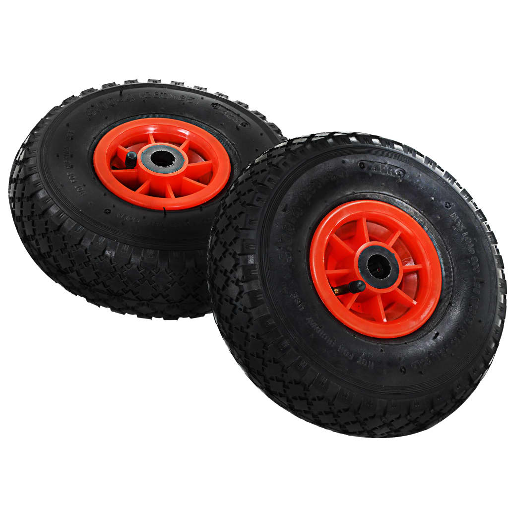 Steekwagenwielen 3.00-4 245 x 82 mm rubber zwart/rood