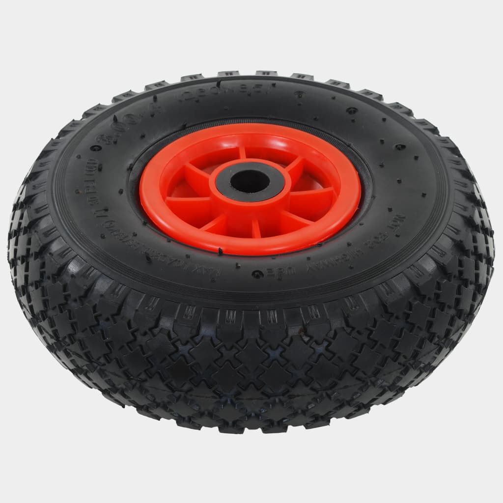 Steekwagenwielen 3.00-4 245 x 82 mm rubber zwart/rood