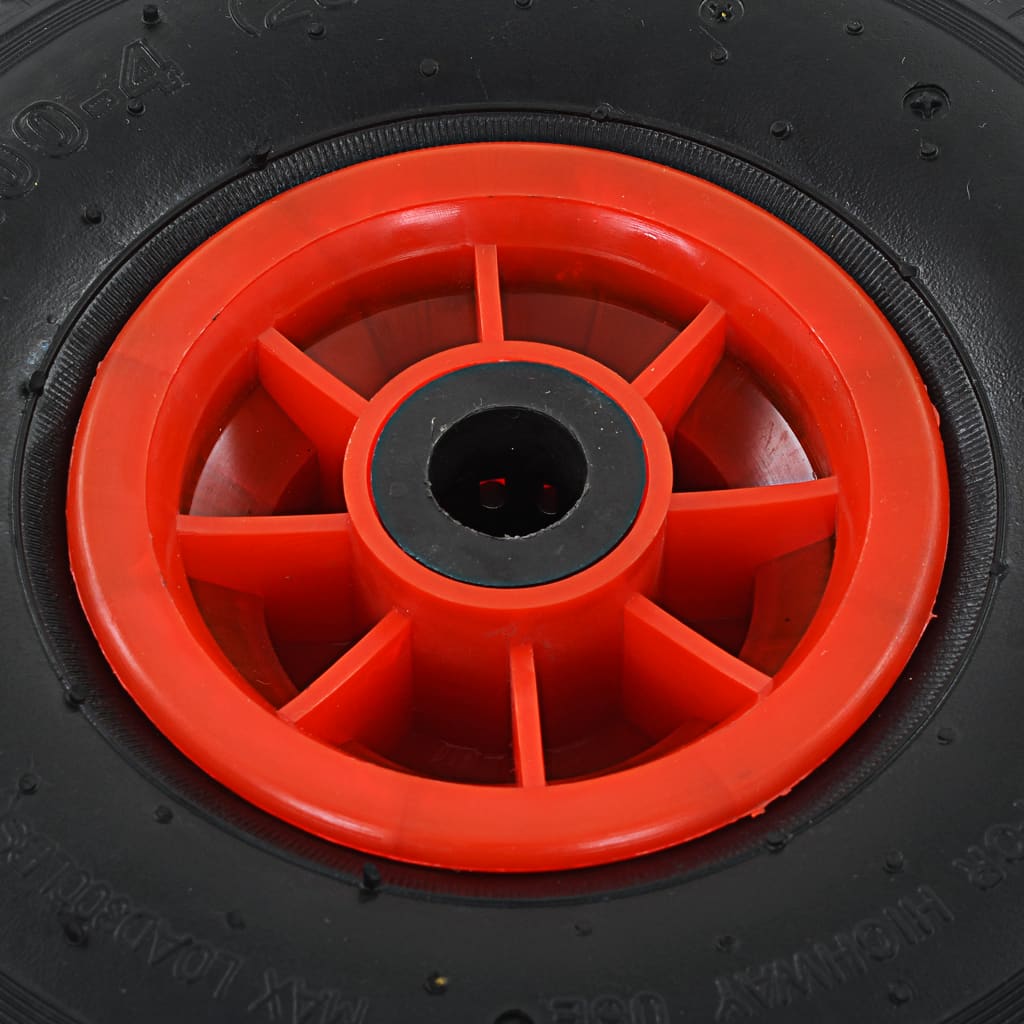 Steekwagenwielen 3.00-4 245 x 82 mm rubber zwart/rood