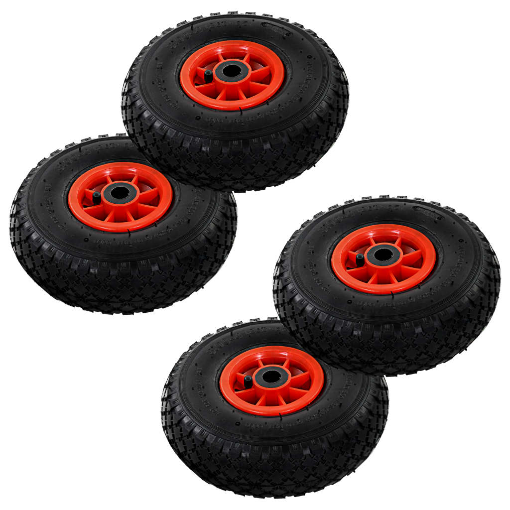 Steekwagenwielen 3.00-4 245 x 82 mm rubber zwart/rood