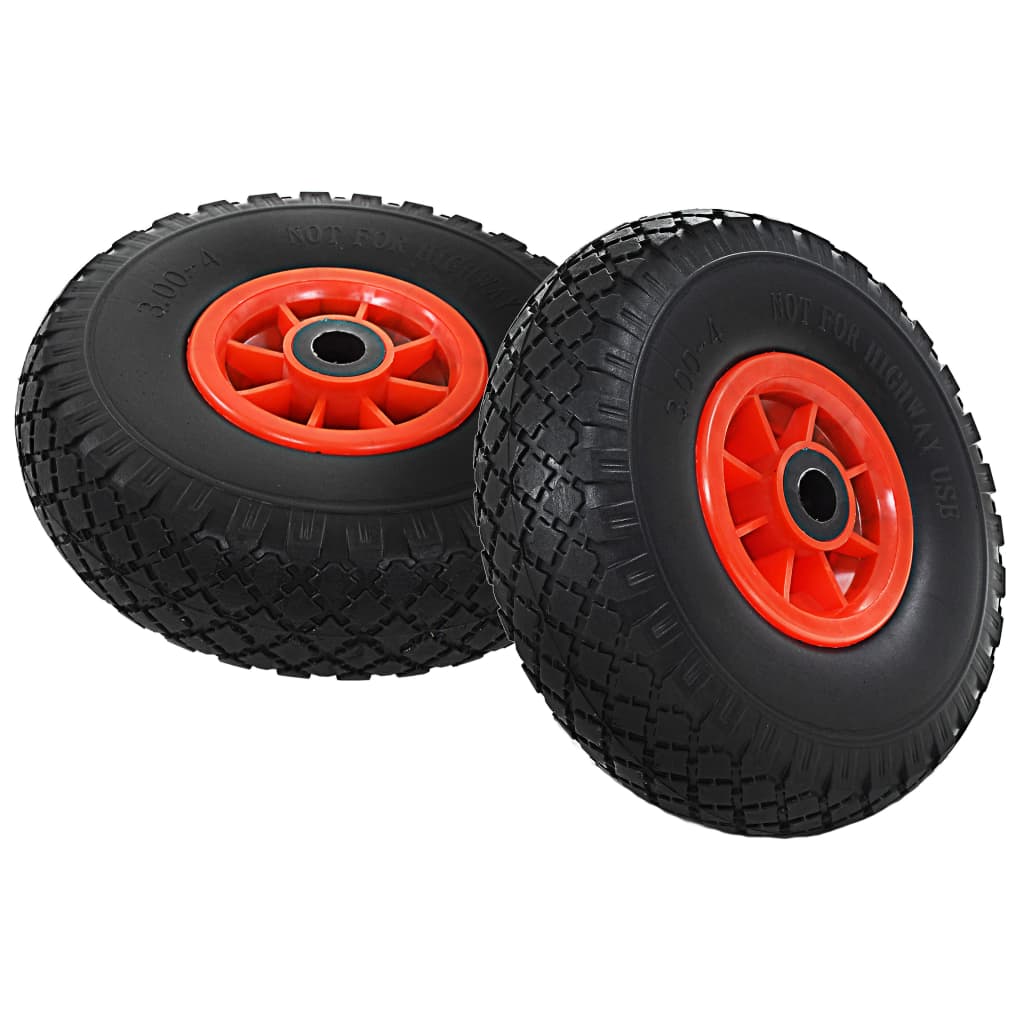 Massieve steekwagenwielen 3.00-4 260 x 85 mm zwart/rood