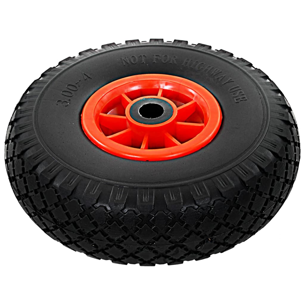 Massieve steekwagenwielen 3.00-4 260 x 85 mm zwart/rood