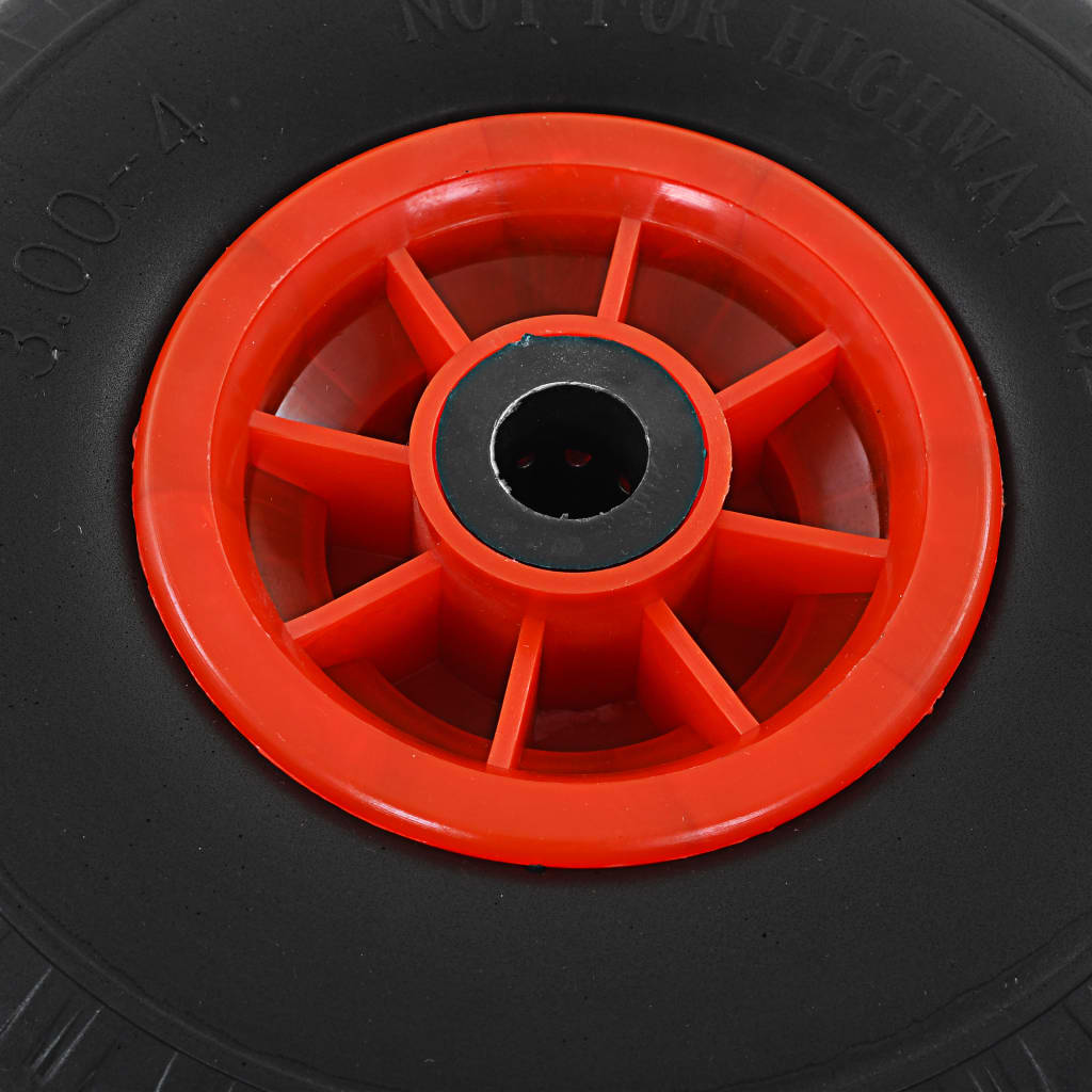 Massieve steekwagenwielen 3.00-4 260 x 85 mm zwart/rood