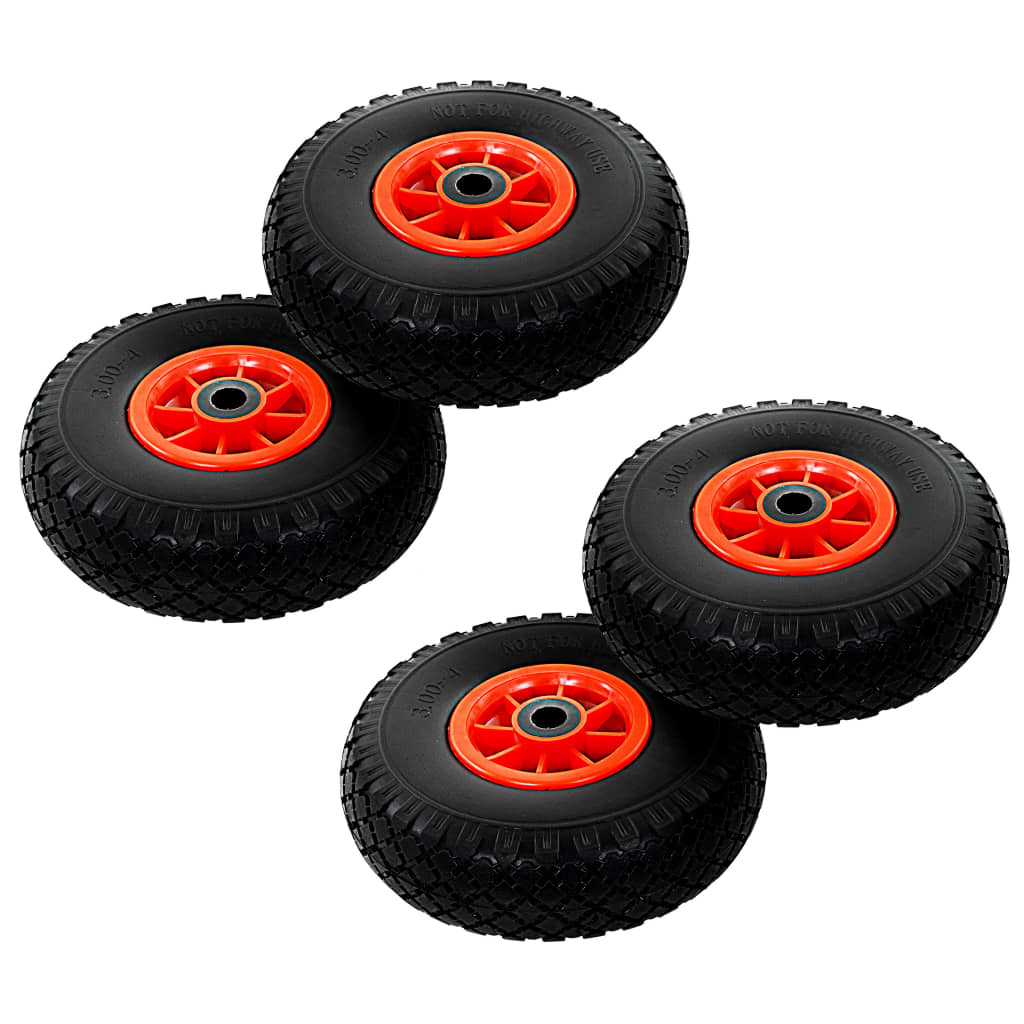 Massieve steekwagenwielen 3.00-4 260 x 85 mm zwart/rood