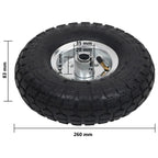 Steekwagenwielen 4.10/3.50-4 260 x 83 mm rubber zwart/zilver
