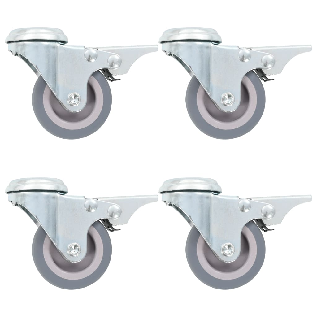 Universele zwenkwielen met boutgat en remmen 50 mm grijs