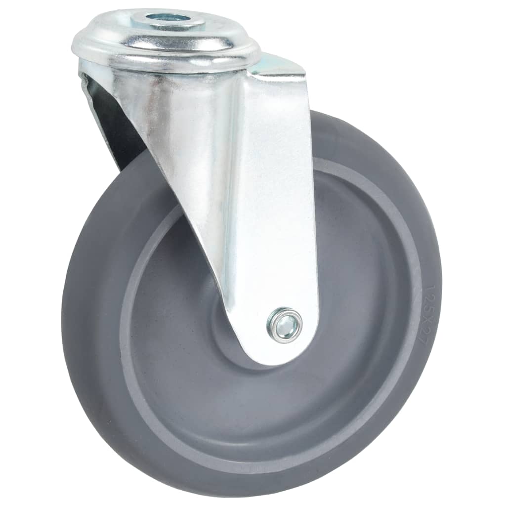 Zwenkwielen met boutgat 125 mm grijs