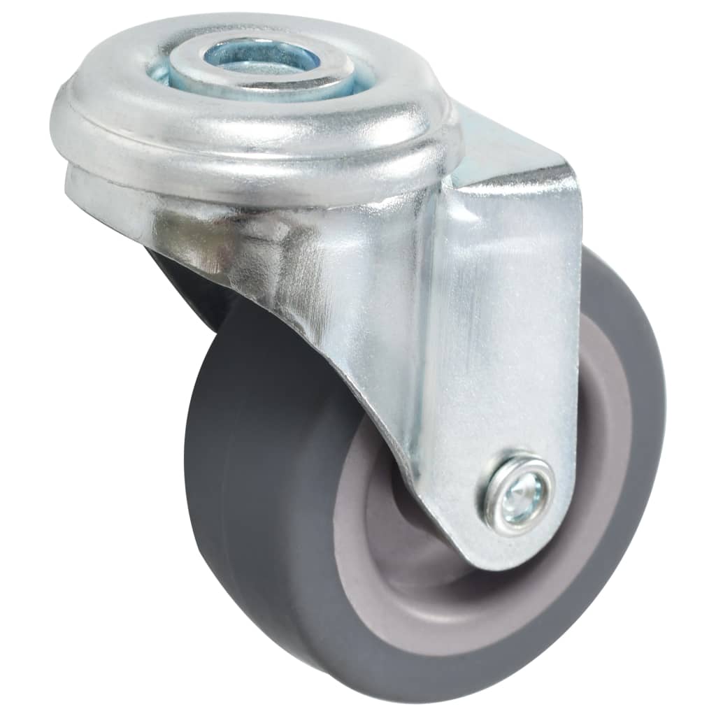 Zwenkwielen met boutgat en remmen 50 mm grijs