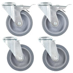 Zwenkwielen combinatie set 100 mm grijs
